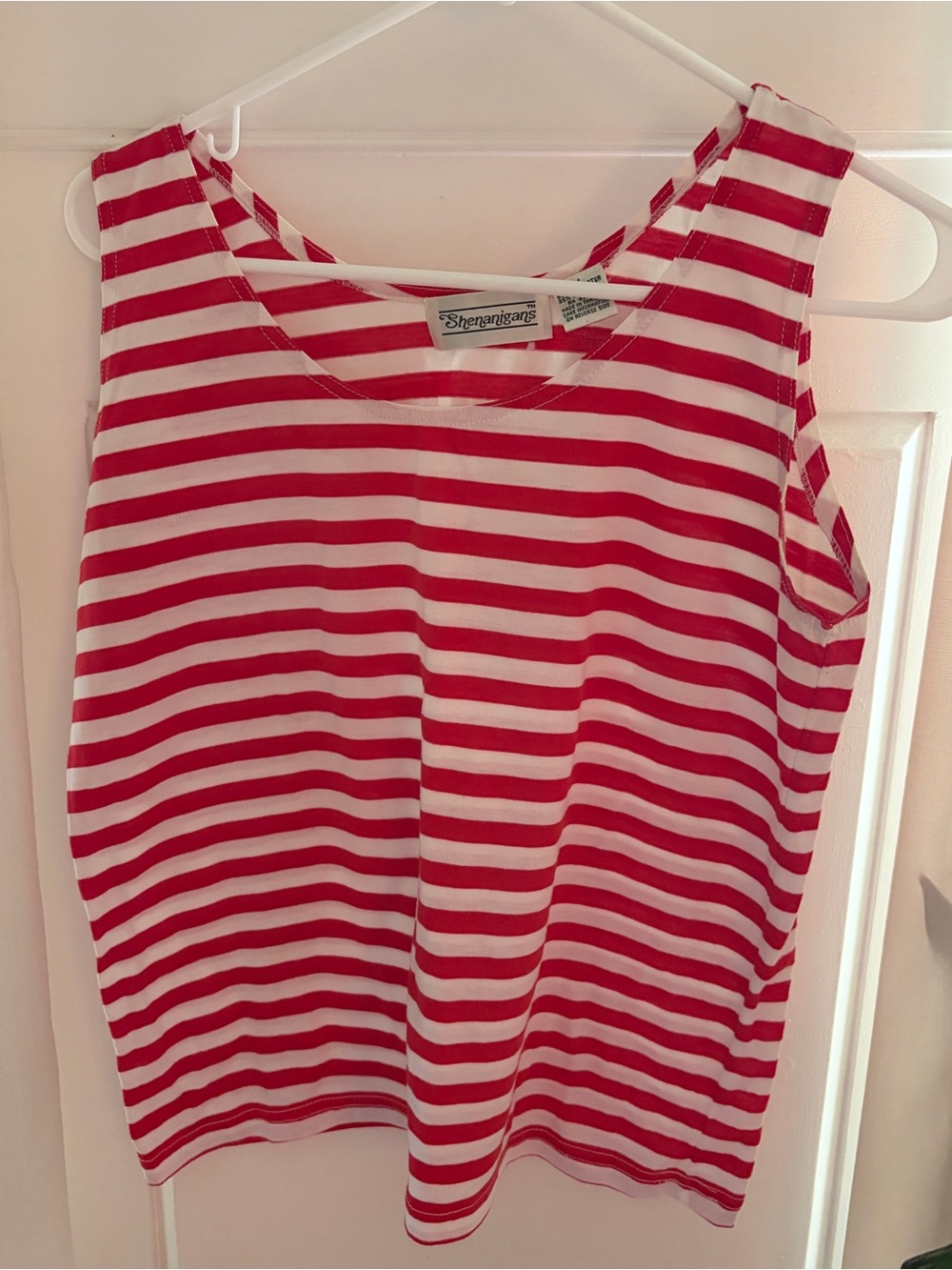 Shenanigans Red White Striped Shirt Size M